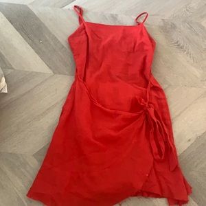 CUTE RED WRAP DRESS